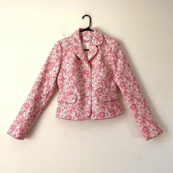 Ann Taylor Loft Pink Retro Flower Print Blazer Jacket size 4 - Picture 8 of 15